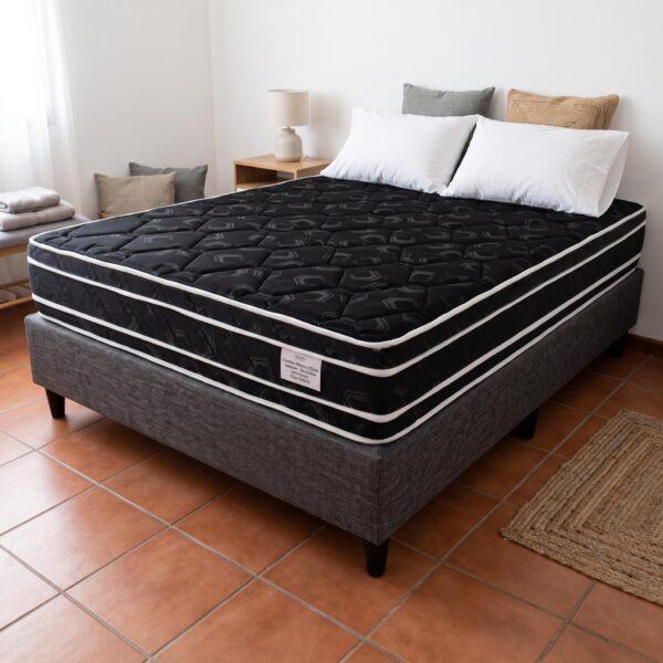 EL-CS-140-SN - 1 Conjunto de Sommier Señorial Jackard Negro 2 Plazas y Media