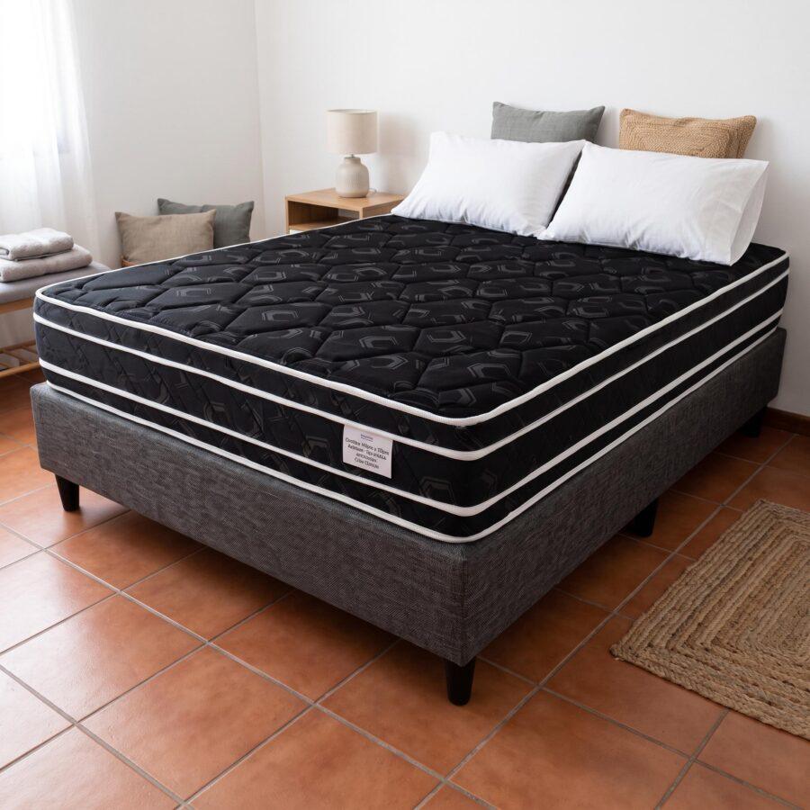EL-CS-140-SN - 1 Conjunto de Sommier Señorial Jackard Negro 2 Plazas y Media