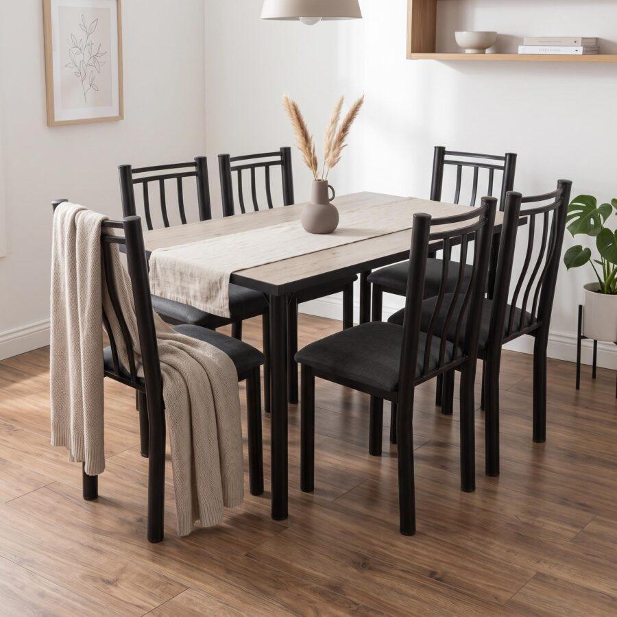 Juego de Mesa 150X80 + 6 Sillas 2 Pulgadas