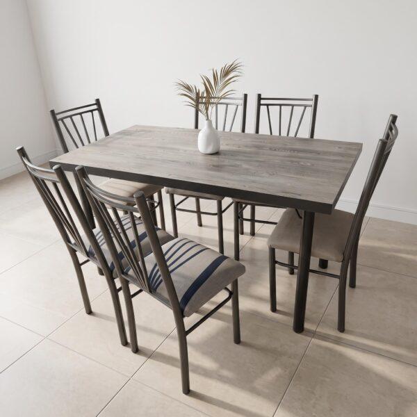 AD-JC-006-MR - 1 Juego de Mesa 150X80 + 6 Sillas Mil Rayos