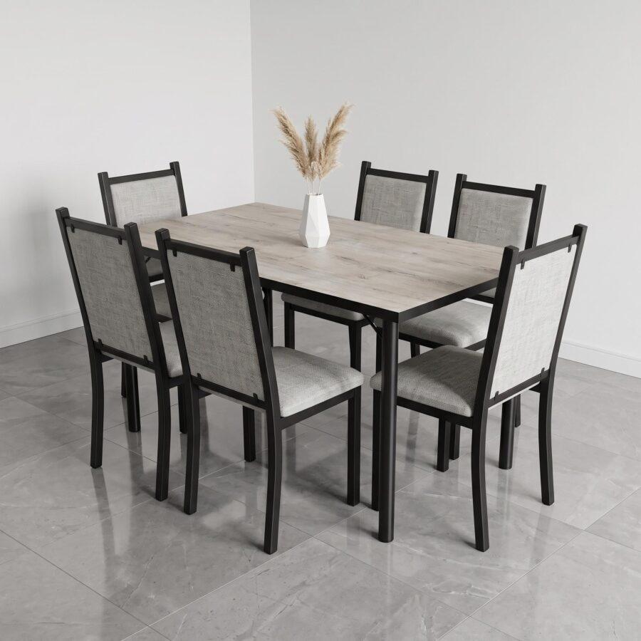 Juego de Mesa 150X80 + 6 Sillas Respaldo Completo