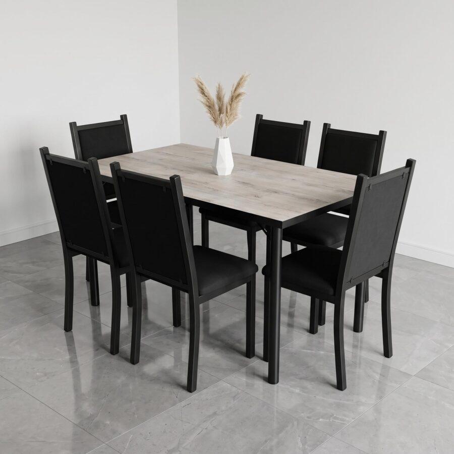 Juego de Mesa 150X80 + 6 Sillas Respaldo Completo