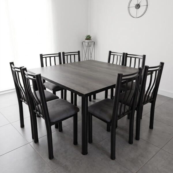 AD-JC-148-DP - 1 Juego de Mesa 140X140 3¨ + 8 Sillas 2 Pulgadas