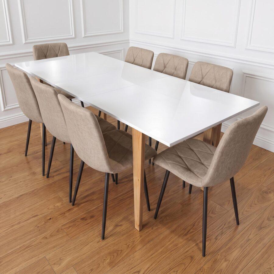 Juego de Mesa Escandinava Extensible + 8 Sillas Capitone 2