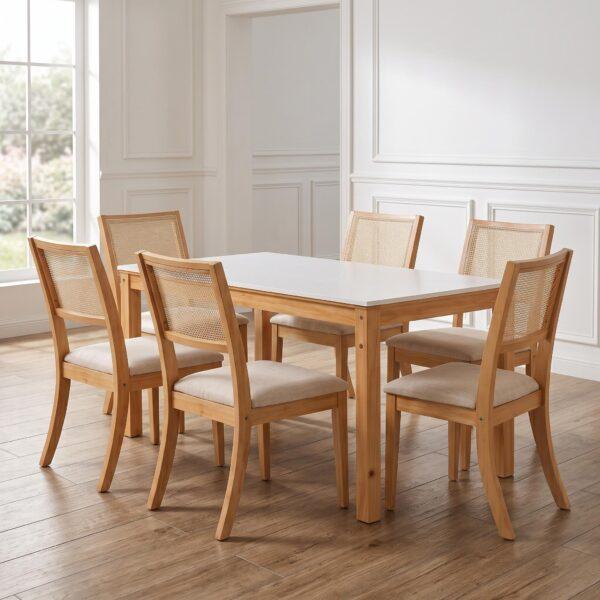 Juego Moderna Miel-Blanco Mesa 160X90 + 6 Sillas Relax