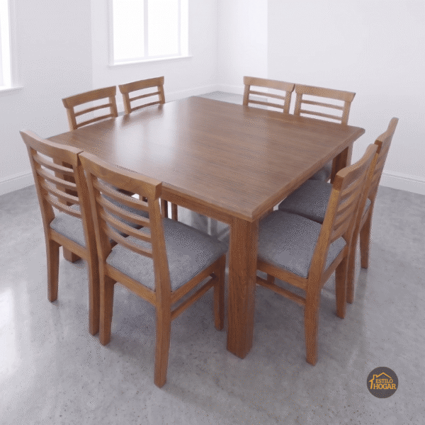 Juego de Mesa Silvia 140X140 + 8 Sillas Emilia