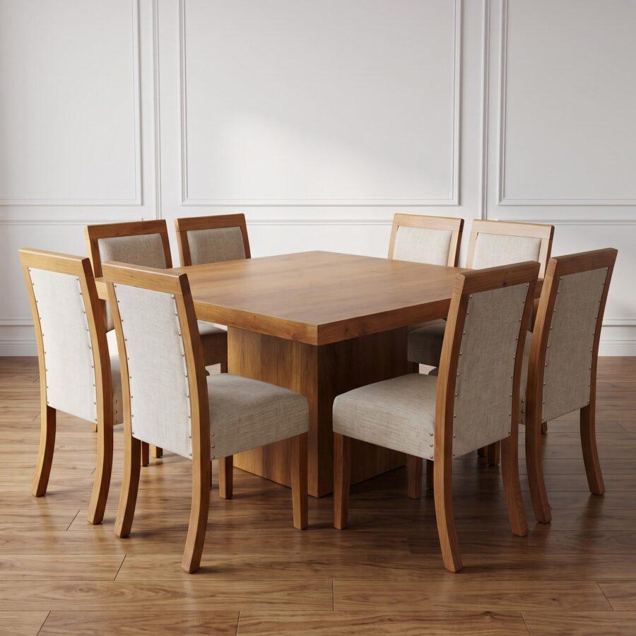 Juego de Mesa Torre 140X140 + 8 Sillas Curvas