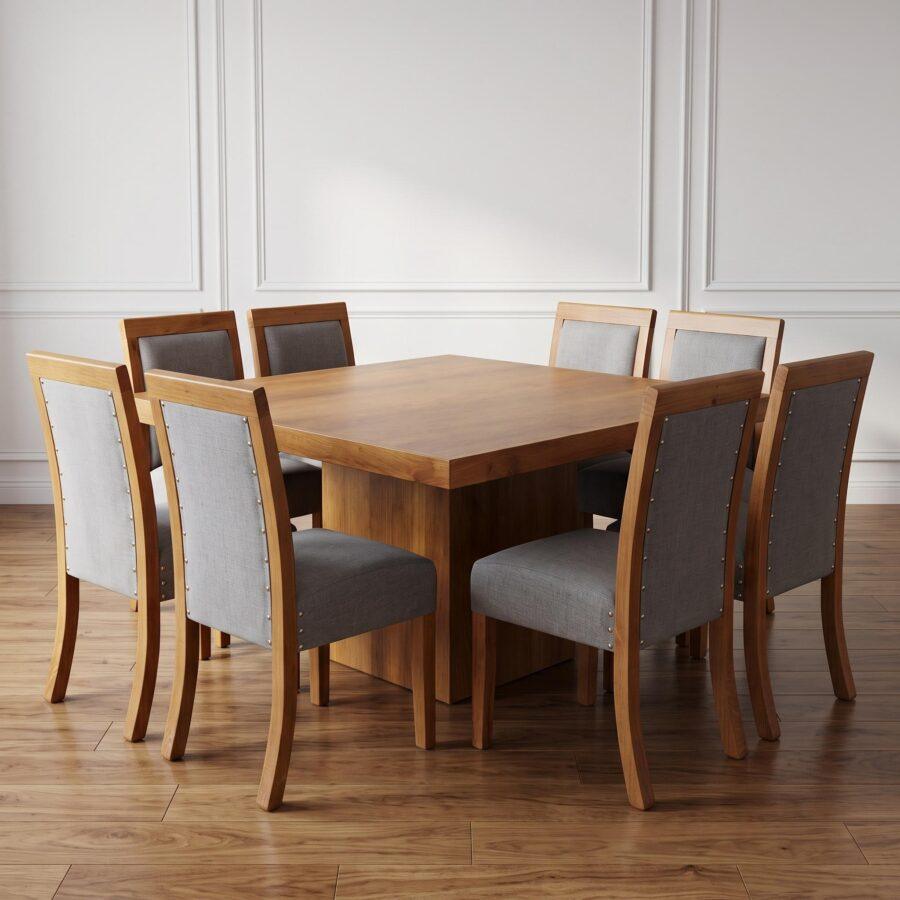 Juego de Mesa Torre 140X140 + 8 Sillas Curvas