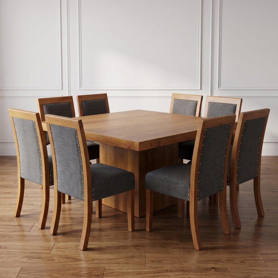 Juego de Mesa Torre 140X140 + 8 Sillas Curvas