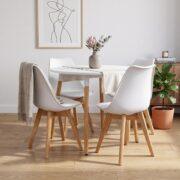 Juego de Mesa Eames Redonda 90Cm + 4 Sillas Tulip Blanco