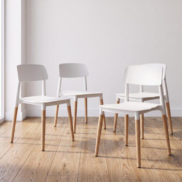 UN-SS-004-MB - 1 Set X4 Sillas Milan Blanco