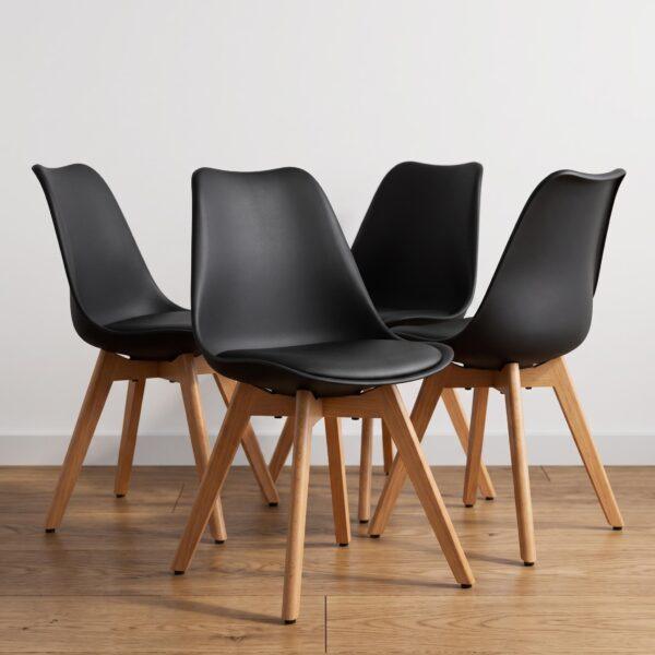 UN-SS-004-TN - 1 Set X4 Sillas Tulip Negro
