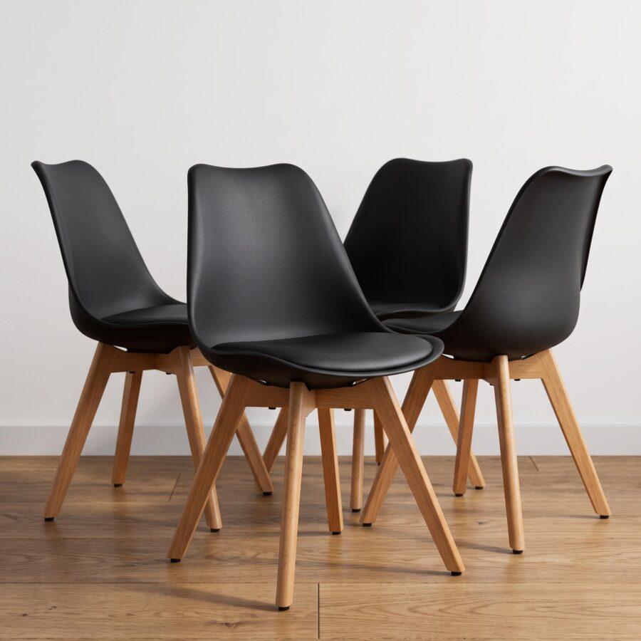 UN-SS-004-TN - 1 Set X4 Sillas Tulip Negro