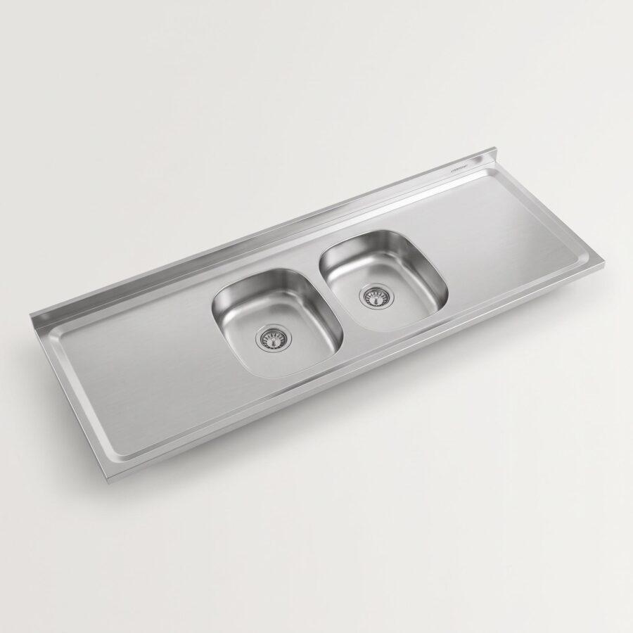 Mesada Acero Inoxidable 160 Bacha Doble
