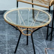 Mesa Ratona Tejida con Vidrio